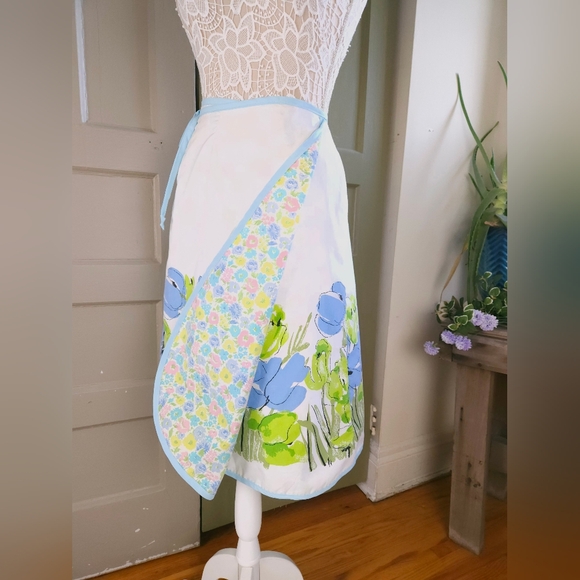 Reversible Wrap Skirt Handmade Vera Neumann Fabric 60s Floral Prints One Size - Picture 4 of 16